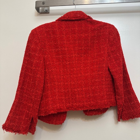 Earl Rutenberg Womens Red Textured Button Detail Cropped Tweed Jacket Size XS - Picture 3 of 9
